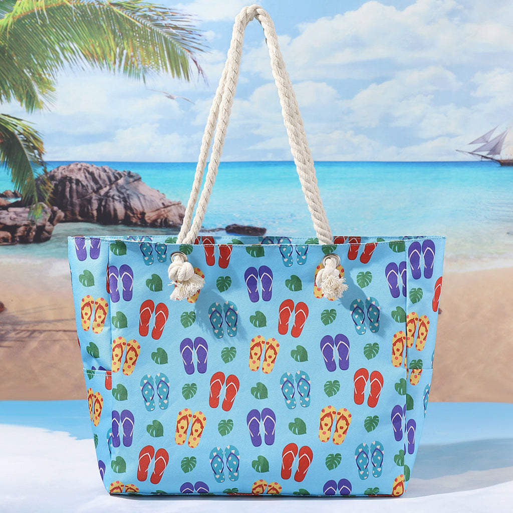 Printed beach bag, large capacity casual shoulder tote bag, simple fashion summer travel tote bag lightweight - SJB-DIAMOND ELITES
