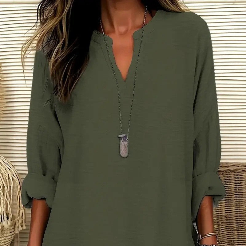 Women's V-neck Drop-shoulder Long-sleeve T-shirt Lootquake LLC