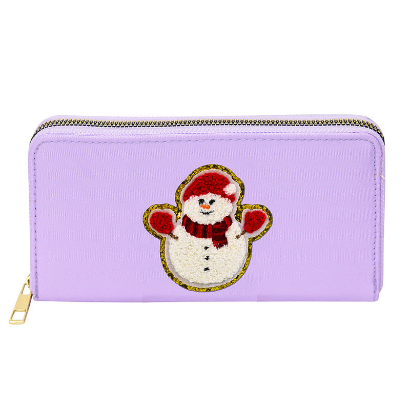 Women's alphabet embroidered wallet, long coin purse, nylon zipper ticket holder, multi-function card bag - SJB-DIAMOND ELITES