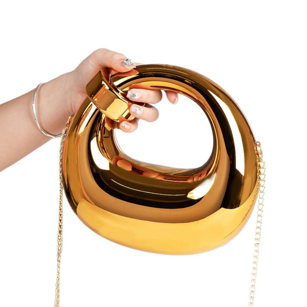 Acrylic gold box, goose egg shaped party purse, cloud shell evening clutch purse, messenger bag, clutch purse party, prom bag, party purse, prom bags clutch, Wedding purse - SJB-DIAMOND ELITES