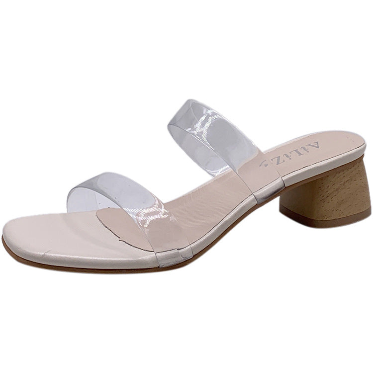 Transparent Sandals and Slippers Women's Mid-heel Thick Heel SDL08210503 - SJB-DIAMOND ELITES