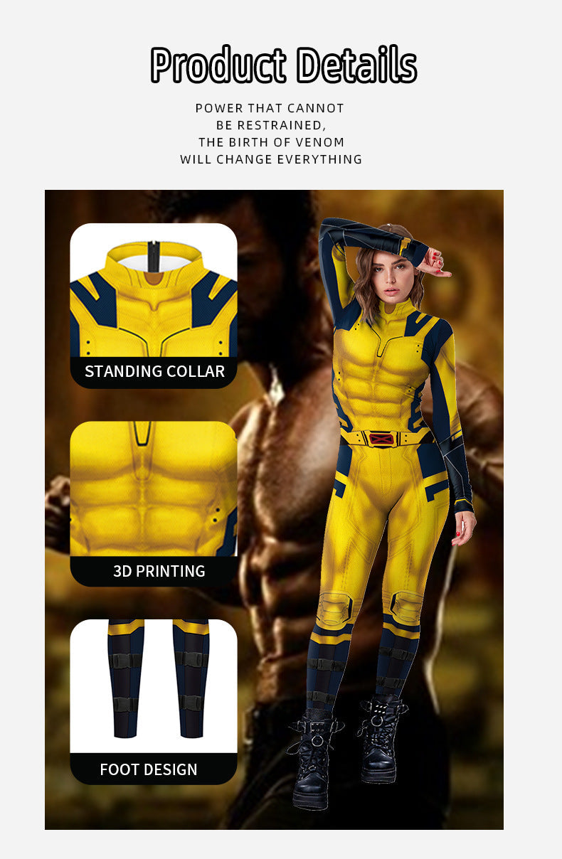 onepiece Halloween movie cos suit Deadpool 3 Wolverine costume playing suit printed jumpsuit - SJB-DIAMOND ELITES