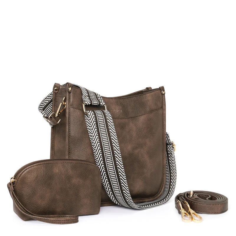 Fashion crossbody shoulder bag, versatile women's crossbody bag with two shoulder straps, small women crossbody bag, Small Crossbody Purse for Women Triple Zip, - SJB-DIAMOND ELITES