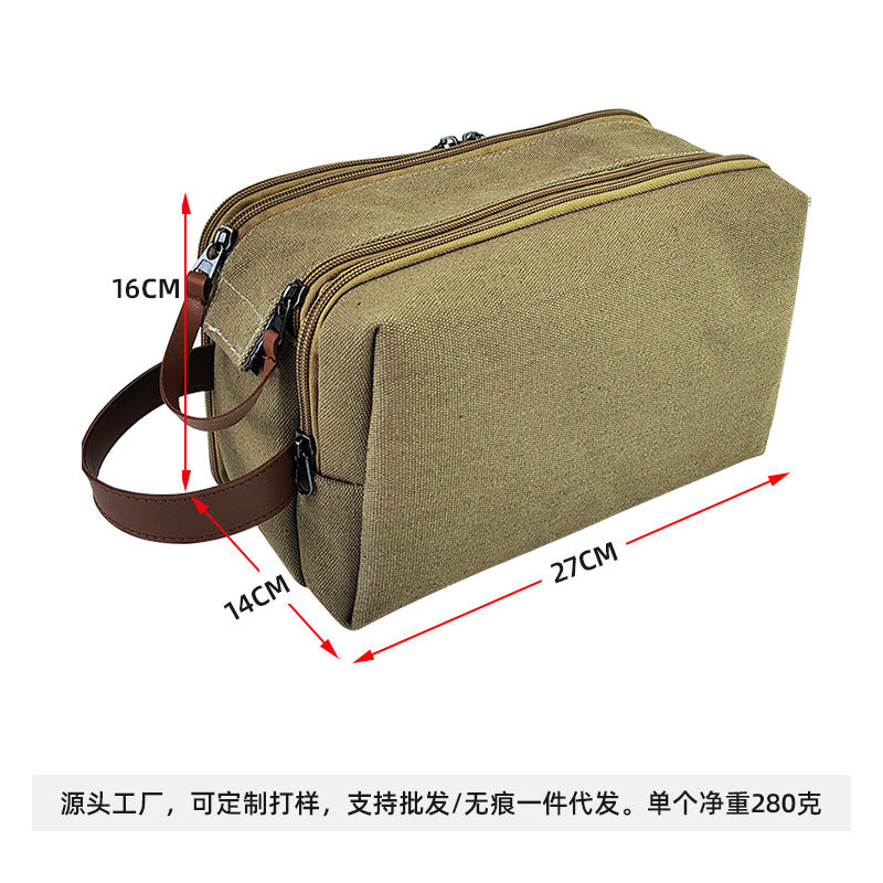 Large Capacity Men's Canvas Wash Bag – Durable Razor Storage & Cosmetic Bag with Ample Space for Travel Essentials - SJB-DIAMOND ELITES