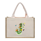 Cotton and linen canvas tote bag, printed letter tote bag, portable light handbag, gift shopping bag - SJB-DIAMOND ELITES