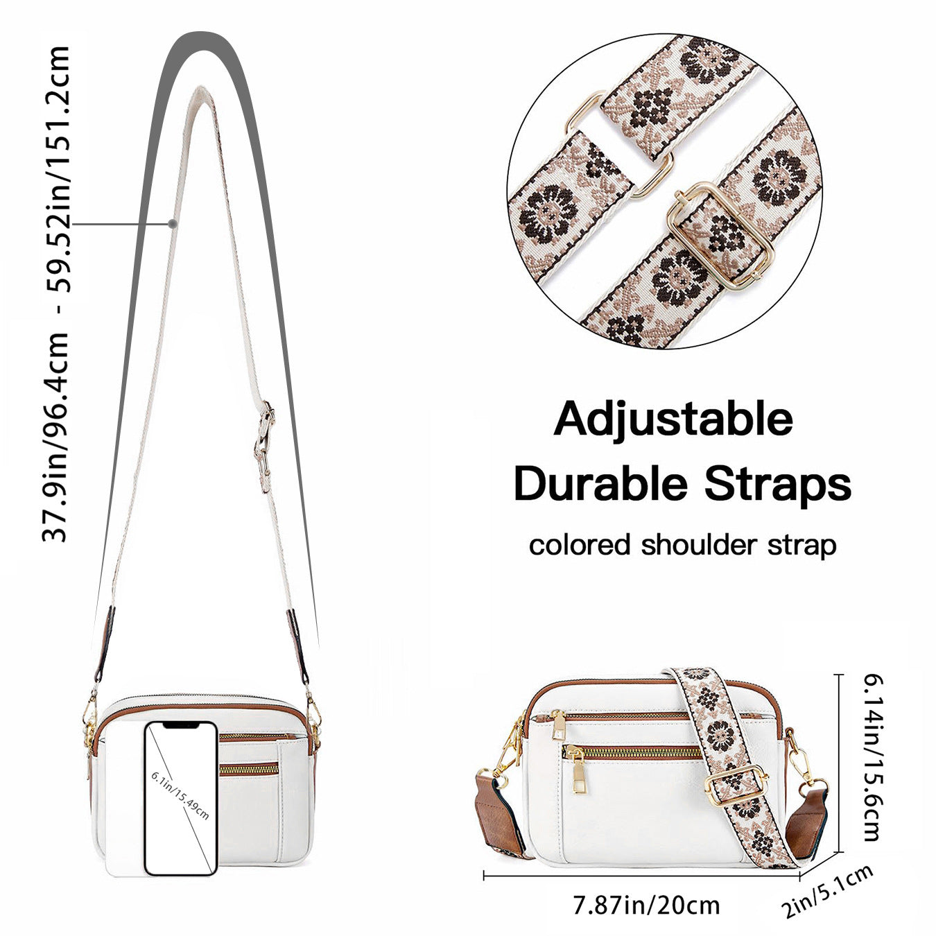 Small Crossbody Purse for Women Triple Zip, Color Matching Multifunctional Zipper Crossbody Bag, Small Square Bag PU Shoulder Bag, - SJB-DIAMOND ELITES