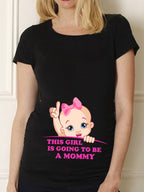 Maternity Shirt Maternity Cute Baby Printed O-Neck Lootquake LLC