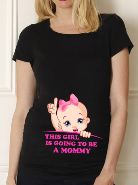 Maternity Shirt Maternity Cute Baby Printed O-Neck Lootquake LLC