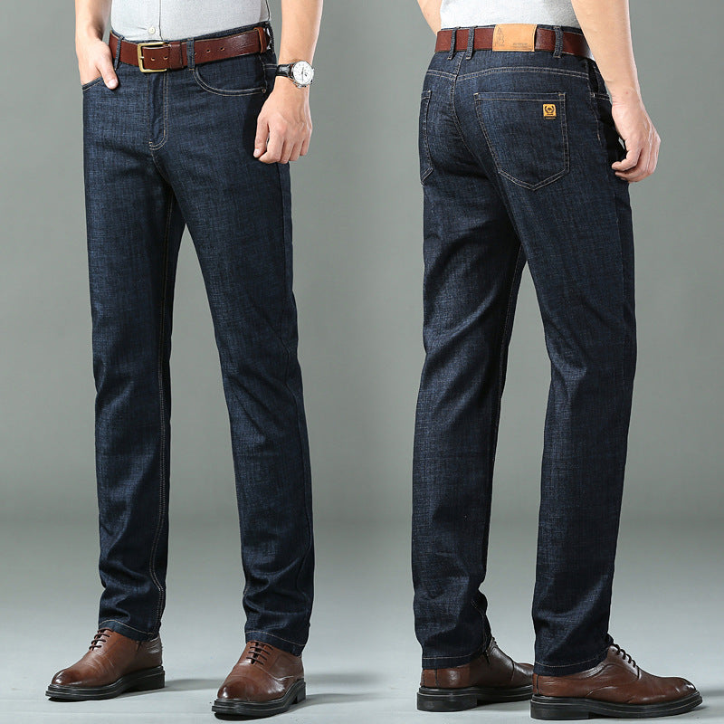 Thin Summer Cotton Elastic Ice Silk Quality Mid-high Waist Jeans Lootquake LLC