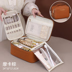 Makeup bag with compartments, makeup bag organizer, 6 large divisions portable large capacity high-end makeup bag, travel makeup brush cosmetic storage bag - SJB-DIAMOND ELITES