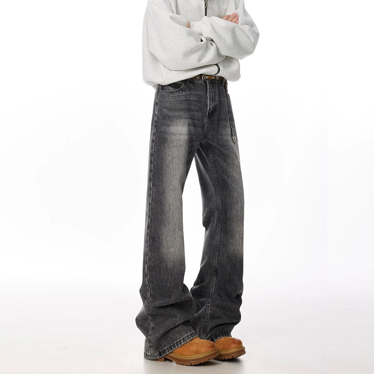 Retro Straight Leisure Washed-out Smoky Gray Jeans Lootquake LLC