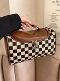 Large portable plaid cosmetic bag, large capacity toilet bag, tote zipper cosmetic storage bag, makeup bag with compartments, - SJB-DIAMOND ELITES