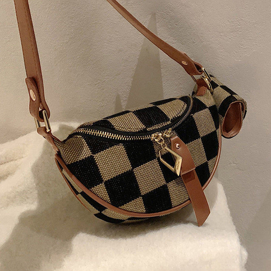 Small Crossbody Versatile Checkerboard Chest Bag – Fashion Plaid Waist Bag, Stylish Messenger Bag & Fanny Pack for Everyday Use - SJB-DIAMOND ELITES