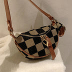 Small Crossbody Bag – Versatile Commute with Checkerboard Canvas, Compact Earphone Bag, Stylish 2-in-1 Chest Bag & Fanny Pack for Everyday Use - SJB-DIAMOND ELITES