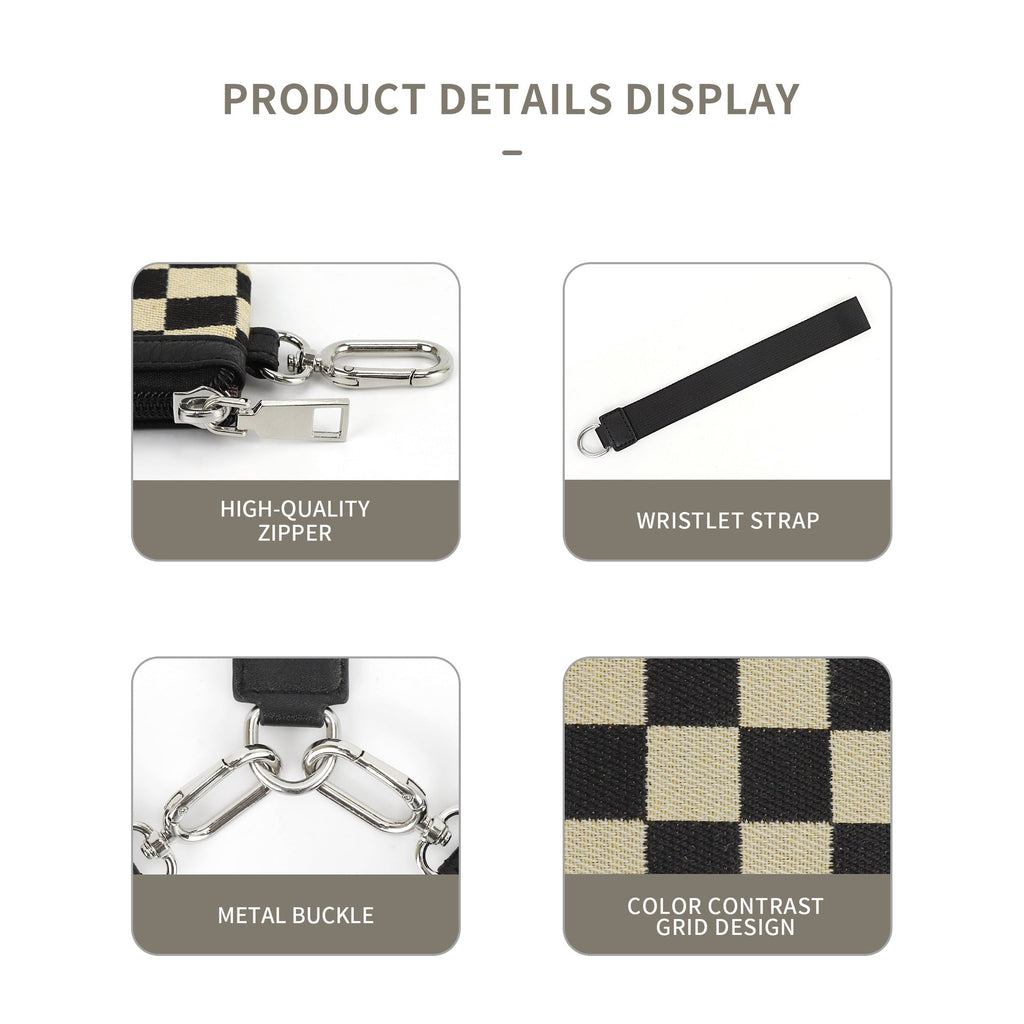 Multifunctional Fashion Checkerboard Women's Wrist Bag, Portable and Simple Mini Change Bag, Mini Zip Around Wristlet Wallet for WomenCoin Purse Small Cute for Teen GirlsDual Pouch Wristlet Portable keychain walletWristlet purses for women, - SJB-DIAMOND ELITES