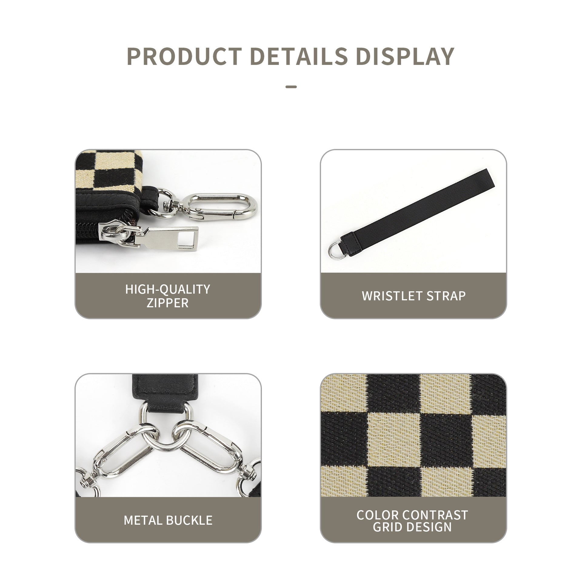 Multifunctional Fashion Checkerboard Women's Wrist Bag, Portable and Simple Mini Change Bag, Mini Zip Around Wristlet Wallet for WomenCoin Purse Small Cute for Teen GirlsDual Pouch Wristlet Portable keychain walletWristlet purses for women, - SJB-DIAMOND ELITES
