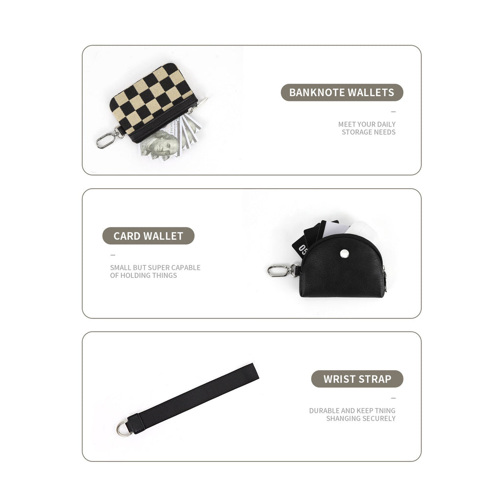 Multifunctional Fashion Checkerboard Women's Wrist Bag, Portable and Simple Mini Change Bag, Mini Zip Around Wristlet Wallet for WomenCoin Purse Small Cute for Teen GirlsDual Pouch Wristlet Portable keychain walletWristlet purses for women, - SJB-DIAMOND ELITES