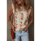 Fashion Floral Embroidered Knitted Vest For Women New Niche Retro Outerwear Sleeveless Top For Women Lootquake LLC