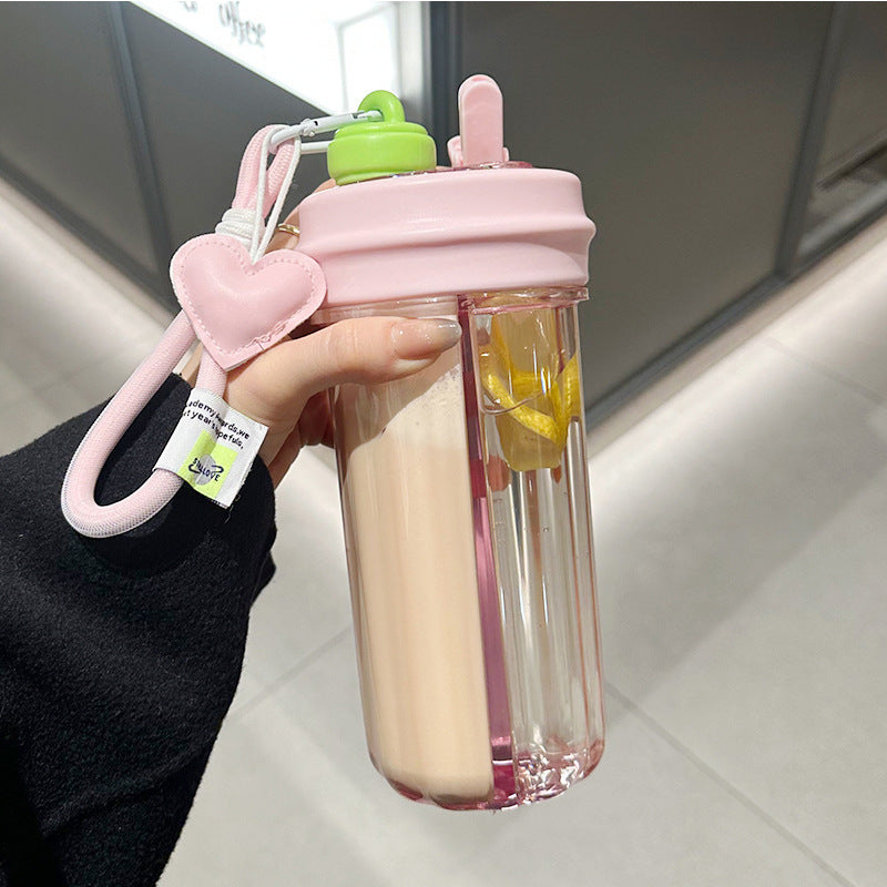 Double Drink Sub-bin Tumbler Creative Straw Cup Pi-Mart