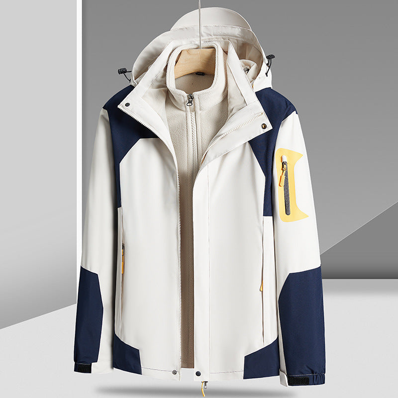 Three-in-one Removable Liner With Velvet Thickening Windproof Waterproof Jacket Pi-Mart