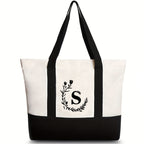Canvas shoulder bag, large capacity letter print tote bag, women's fashion lightweight portable gift bag - SJB-DIAMOND ELITES