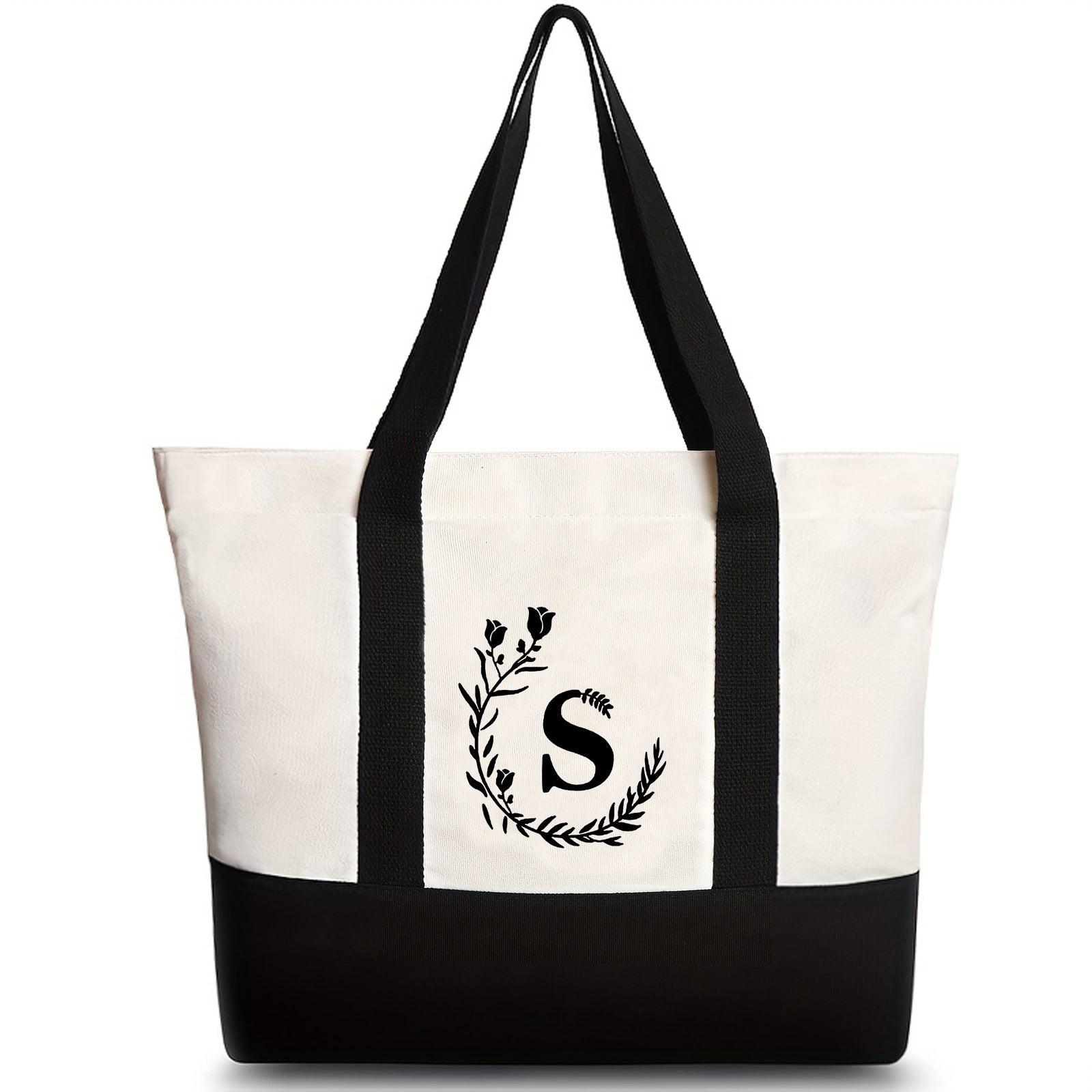 Canvas shoulder bag, large capacity letter print tote bag, women's fashion lightweight portable gift bag - SJB-DIAMOND ELITES