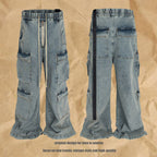 High Street RO Style Multi-pocket Workwear Mop Jeans Lootquake LLC