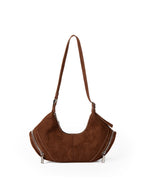 Large capacity suede shoulder bag, slouch bag, vintage casual bag hobo