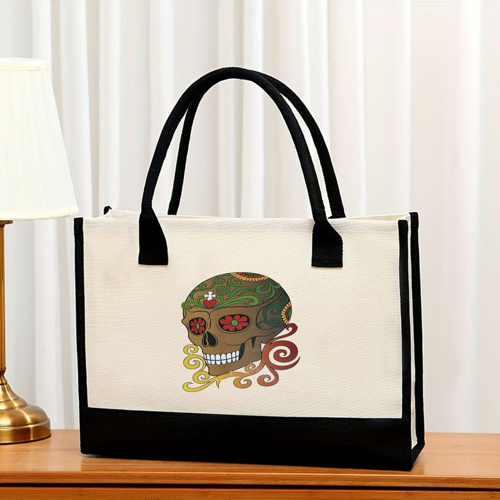 Canvas tote bag, large capacity printed tote bag women's, fashionable waterproof portable shopping bag - SJB-DIAMOND ELITES