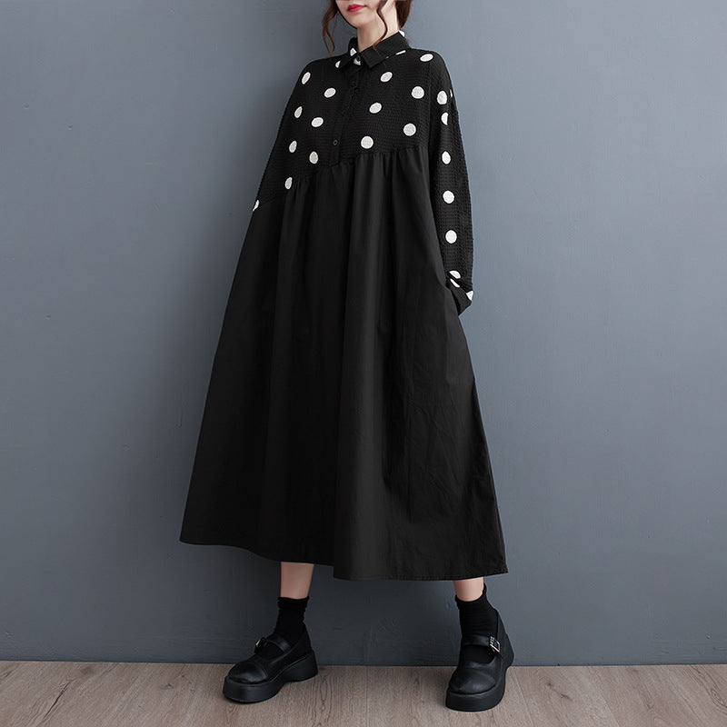 New Loose Plus Size Lace Printed Mid-length Artistic Retro Dress Lootquake LLC