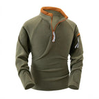 Stand Collar Half Zip Long Sleeve Tactical Arm Zipper Sweater