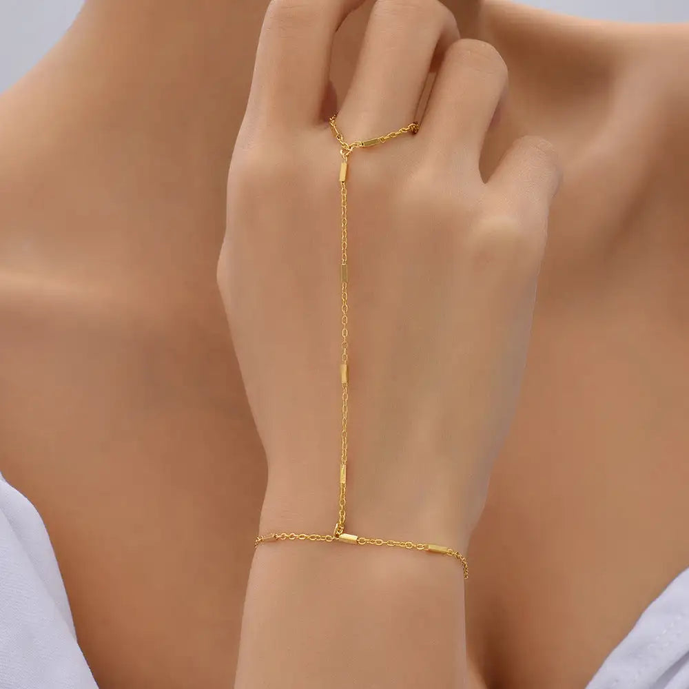 Women's Beach Ring Bracelet Integrated Chain