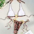 Swimsuit female sexy slim halter strap printed briefs bikini bikini