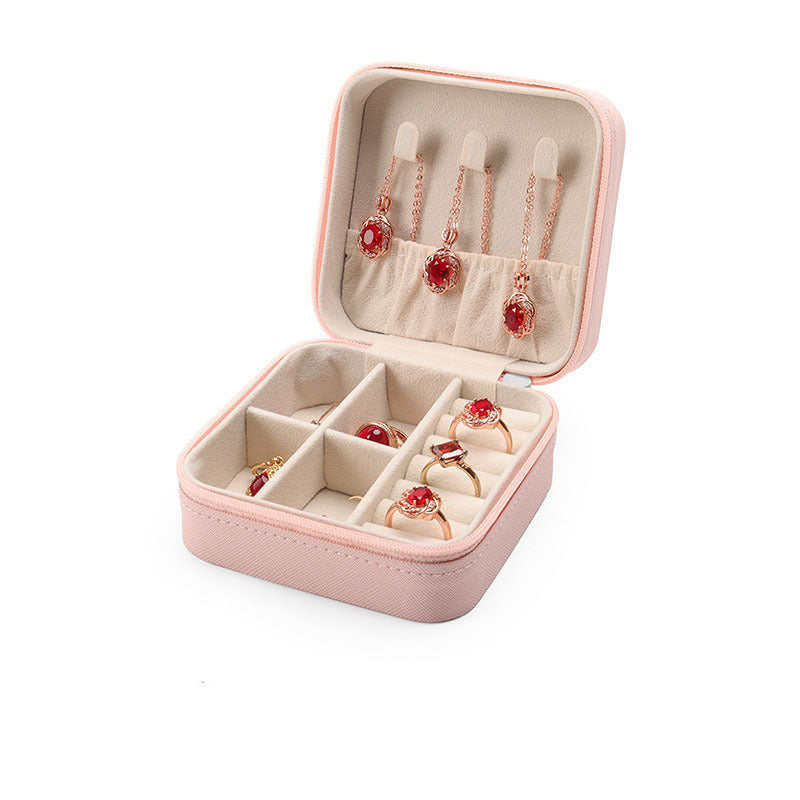 Jewelry storage box, storage box portable zipper case, travel jewelry stud earrings pu jewelry - SJB-DIAMOND ELITES