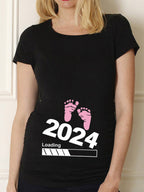 Maternity Shirt Maternity Cute Baby Printed O-Neck Lootquake LLC