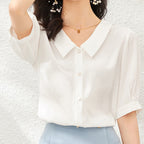 Chiffon Shirt for Women Summer Loose Collar Formal Wear White Shirt  SK08210503 - SJB-DIAMOND ELITES