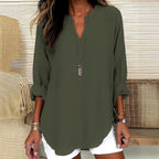 Women's V-neck Drop-shoulder Long-sleeve T-shirt Lootquake LLC