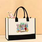 Canvas tote bag, large capacity printed tote bag women's, fashionable waterproof portable shopping bag - SJB-DIAMOND ELITES