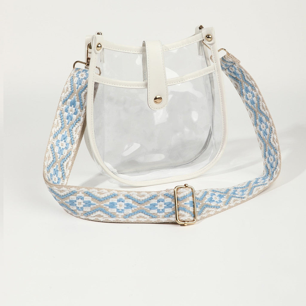 Women's bag large capacity transparent PVC crossbody bag, fashionable magnetic buckle single shoulder retro small crossbody - SJB-DIAMOND ELITES