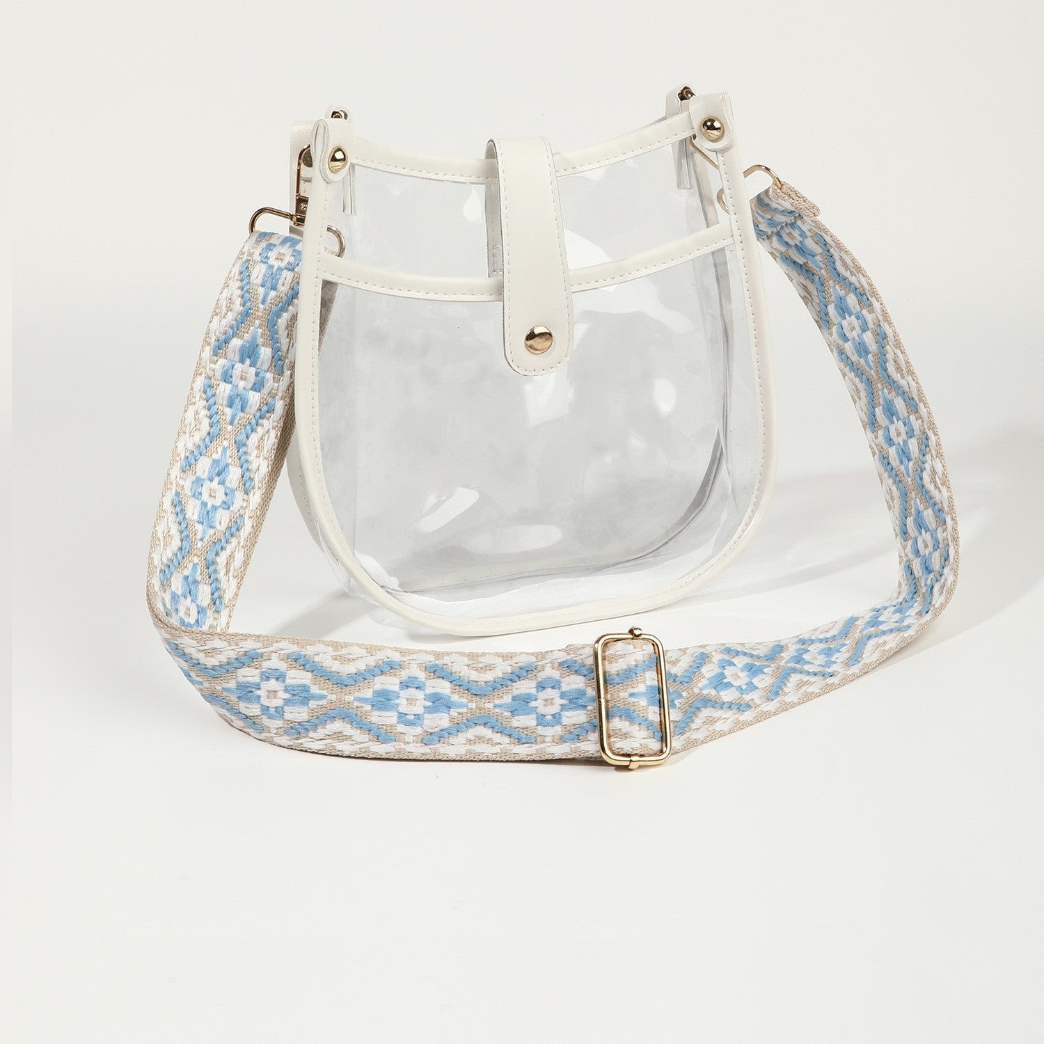 Women's bag large capacity transparent PVC crossbody bag, fashionable magnetic buckle single shoulder retro small crossbody - SJB-DIAMOND ELITES