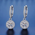 Diamond S925 Sterling Silver Round Bag Earrings