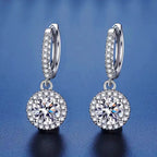 Diamond S925 Sterling Silver Round Bag Earrings
