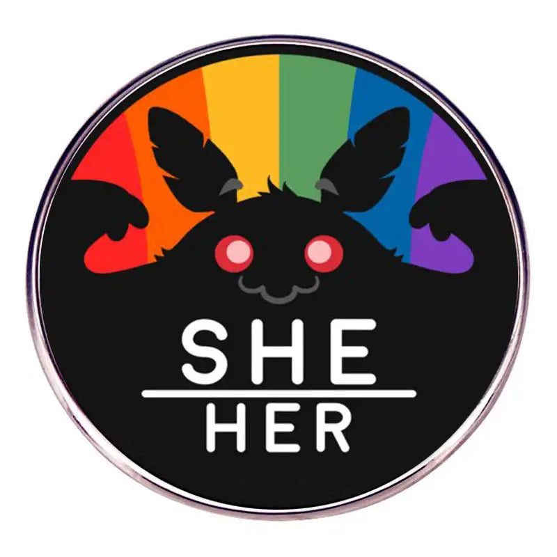Rainbow Moth Man Pin Badge Metal