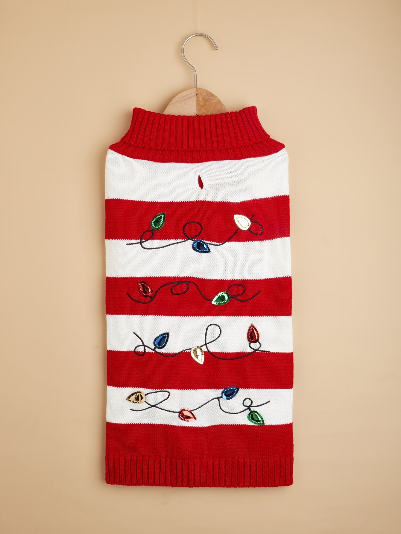 Pet Striped Christmas Lantern Turtleneck Sweater Pi-Mart