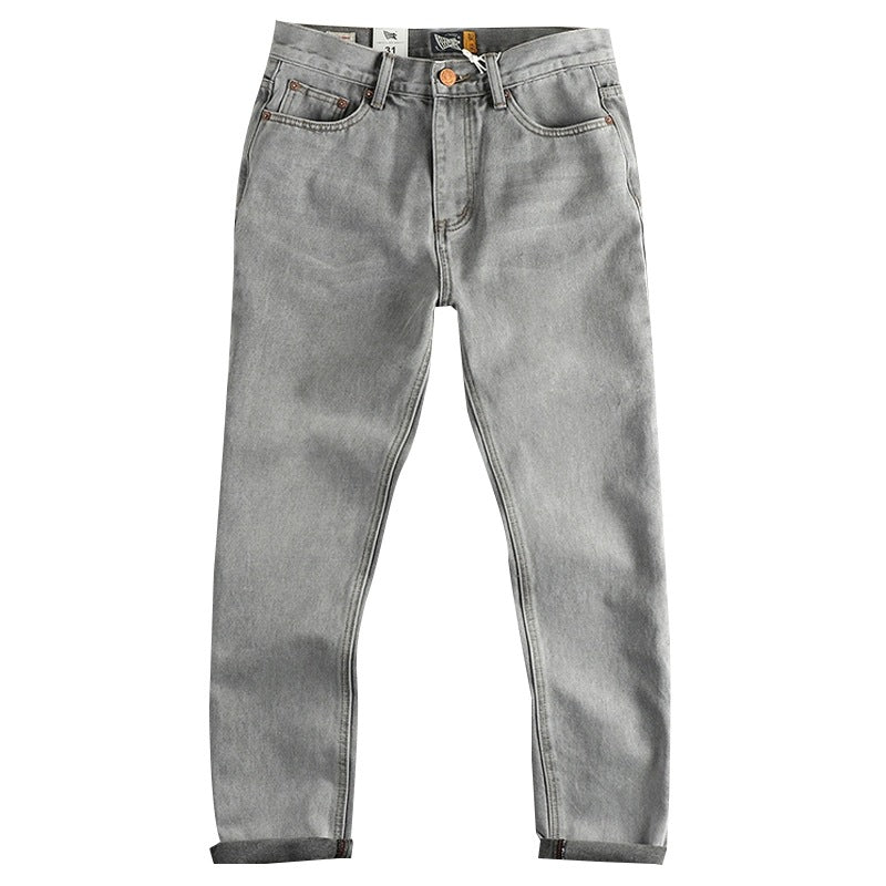 Retro Washed Distressed Cement Gray Jeans For Men Lootquake LLC
