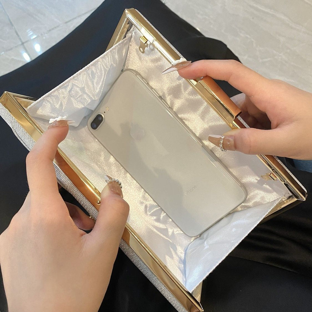 Diamond button-filled square evening clutch bag Diagonal wedding birthday dinner clutch bag - SJB-DIAMOND ELITES