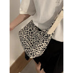 Large capacity leopard print hobo bag, tote bag women, fashion versatile shoulder bag, canvas bag leisure commuting