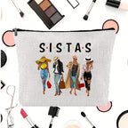Linen printed cosmetic bag, cosmetic lipstick storage bag, small simple zipper evening clutch bag, - SJB-DIAMOND ELITES