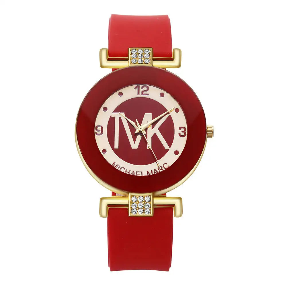 Fashion Women's Diamond Silicone Strap Quartz Watch - SJB-DIAMOND ELITES