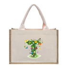 Cotton and linen canvas tote bag, printed letter tote bag, portable light handbag, gift shopping bag - SJB-DIAMOND ELITES